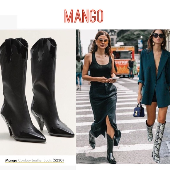 Mango Shoes - MANGO cowboy leather heeled boots🍂
